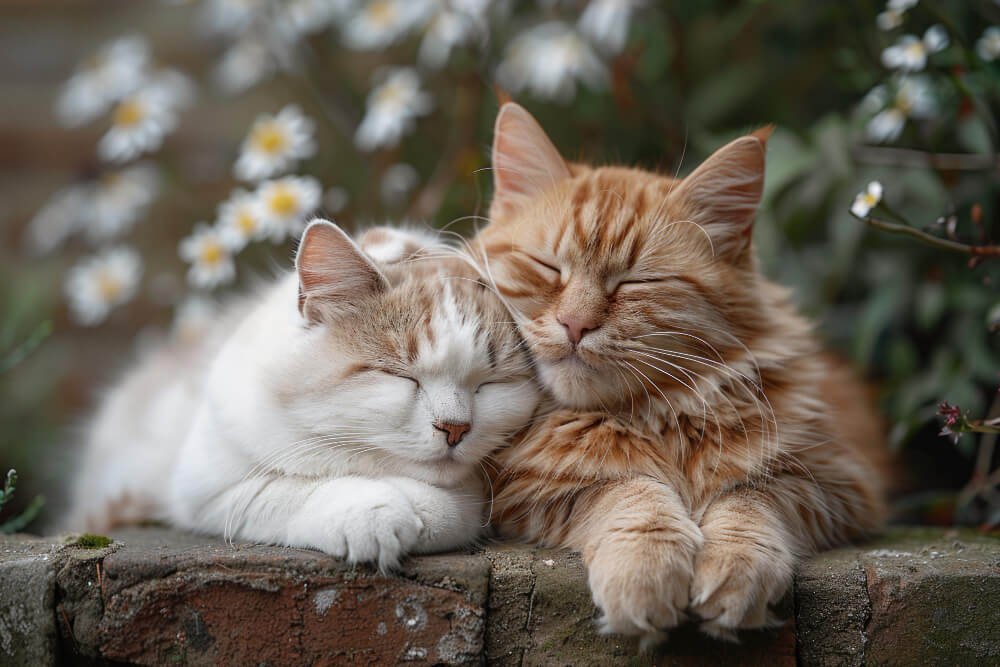 2 cats hugging